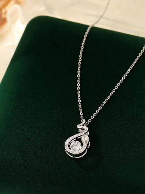 NS1091 [Snake White Gold] 925 Sterling Silver Cubic Zirconia Zodiac Trend Necklace